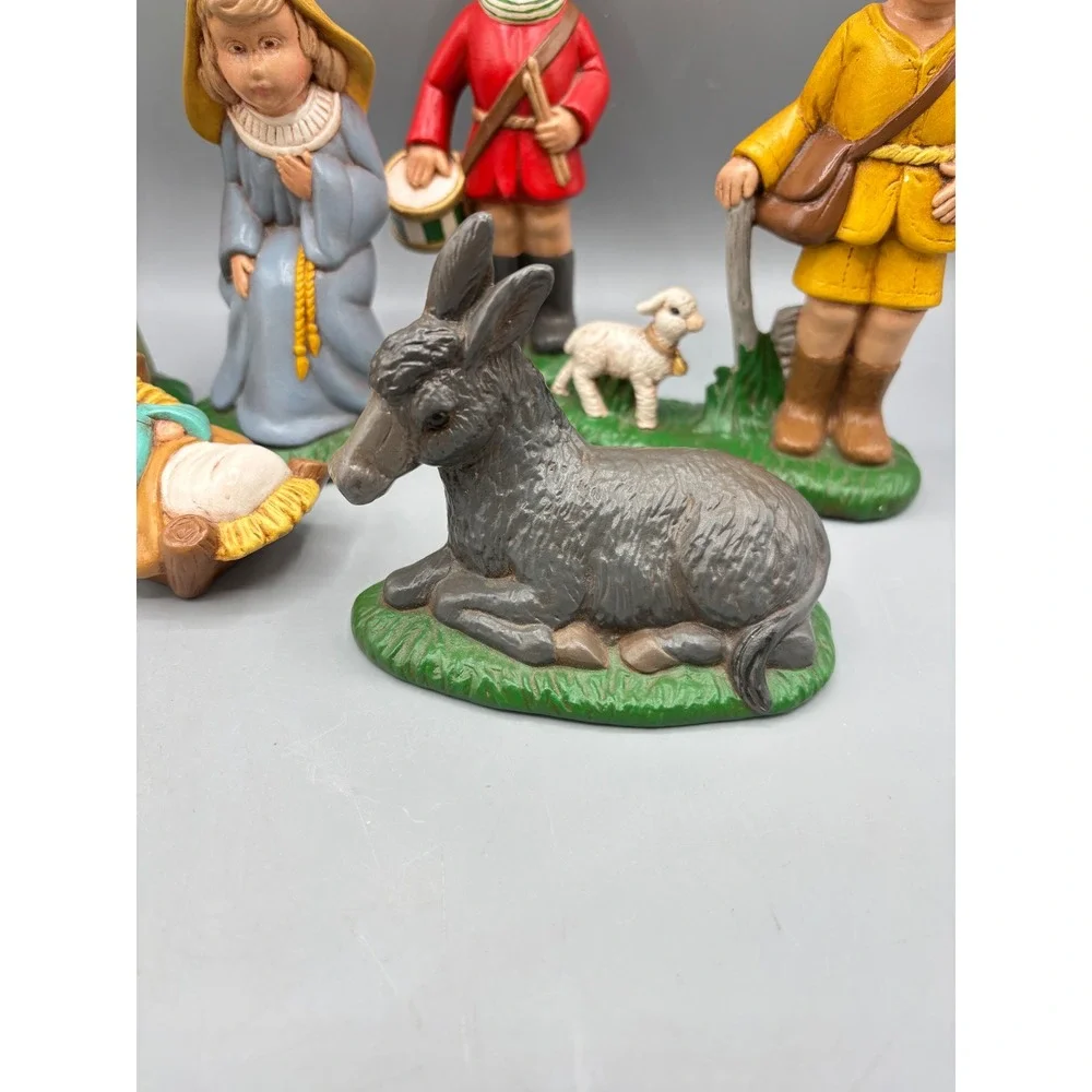 Vtg Nativity 6 Piece Ceramic Figurine Partial Set Christmas Decor Drummer‎ Boy